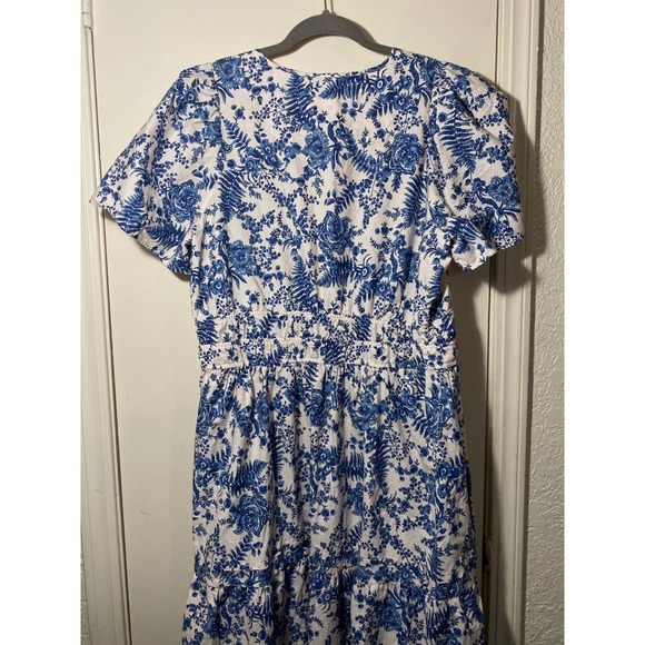 Maeve Anthropologie Somerset Maxi Blue White Floral French Country Club Dress - Picture 7 of 8